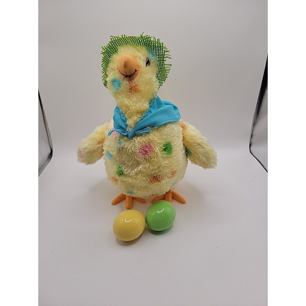 Hallmark Easter Animated Chicken Hen Lays Eggs Sings & Talks Rare Tested 2 Eggs